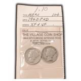 Silver 1940 P&D Mercury Dime in Vintage