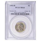 1952-D Jefferson Nickel PCGS MS-64 (Toned)