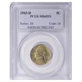 SILVER 1943-D Jefferson Nickel PCGS MS-65 FS
