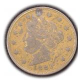 1883 "No Cents" V Nickel (notice gold paint)