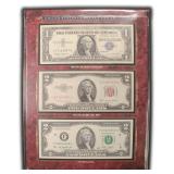 $1 Silver Certificate & (2) $2 Notes Display