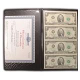 Four (4) UNCUT $2 2003 FRN