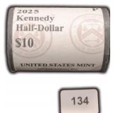 $10 Roll 2025-P Kennedy Half Dollar Roll