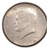 90% Silver 1964 Kennedy Half Dollar, $27.38 Melt