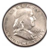 90% Silver 1963 Franklin Half Dollar, $27.38 Melt