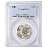 SILVER 1948 Washington Quarter PCGS MS-65