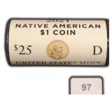 $25 Roll 2021-D Native American $1 Roll