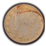 1883 "No Cents" V Nickel (notice gold paint)
