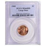 1960 Lincoln Cent Large Date PCGS MS-66 RD