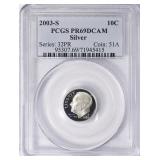2003-S Roosevelt Dime Silver PCGS Proof-69 DCAM
