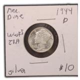 1944-D Silver Mercury Dime, $5.49 Melt Value