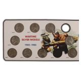 Nine (9) Silver War Nickels, $38.70 Melt Value