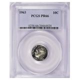 SILVER 1963 Roosevelt Dime PCGS Proof-66