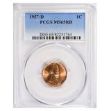 1957-D Lincoln Cent PCGS MS-65 RD