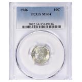 SILVER 1946 Roosevelt Dime PCGS MS-64