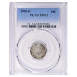 SILVER 1956-D Roosevelt Dime PCGS MS-65 (Toned)