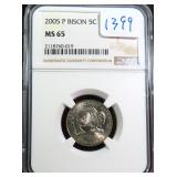 2005 Bison Nickel NGC MS65