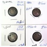 Four (4) Holed 1850's Seated Half Dimes!