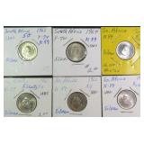 SIX (6) Silver 1960's South Africa 5 Cents, $16.56