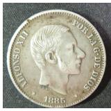 SILVER 1885 Spain-Philippines 50 Centimos de Peso