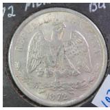 1872 Mexico 1 Peso Silver Coin ï¿½Balanzaï¿½