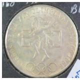 SILVER 1968 Mexico 25 Pesos Olympics KM# 479.1