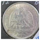 1872 Mexico 1 Peso Silver Coin ï¿½Balanzaï¿½