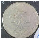 SILVER 1968 Mexico 25 Pesos Olympics KM# 479.1