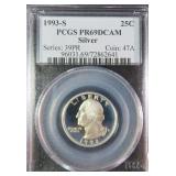 SILVER 1993-S Washington Quarter PCGS PR69DCAM