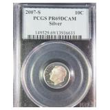 2007-S SILVER Roosevelt Dime PCGS PR69DCAM