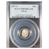 2007-S SILVER Roosevelt Dime PCGS PR69DCAM