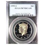 1999-S Kennedy Half Dollar, PCGS Graded PR70DCAM