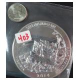 Five Troy Ounce .999 Fine Silver ATB Quarter
