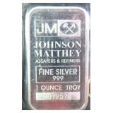 Johnson Matthey One Troy Ounce Fine Silver Bar