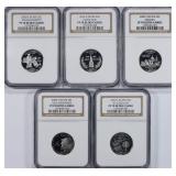 2000-S Quarters SILVER NGC Proof-70 UC (5 Coins)