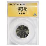 2007-P State Quarter Wyoming WDDR-075 ANACS MS-65