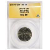2007-P State Quarter Wyoming WDDR-074 ANACS MS-65