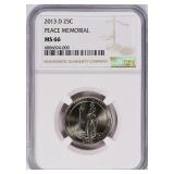 2013-D ATB Quarter Perrys Memorial NP NGC MS-66