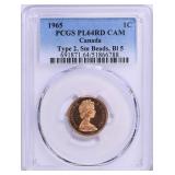 Canada 1965 Cent Small Beads PCGS PL-64 RD CAMEO