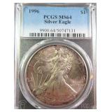 Toned 1996 American Silver Eagle PCGS MS64
