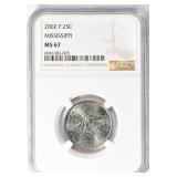 TWO (2) 2002-P State Quarter Mississippi NGC MS-67