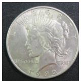1922 Silver Peace Dollar, $49.19 Melt Value