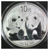 2010 China 1 oz .999 Silver Panda 10 Yuan