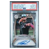 POP 1/0 2025 TOPPS SIGNED JORDAN LAWLAR PSA 8/10