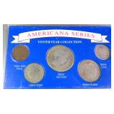 Yesteryear Display of (5) with (3) Silver Coins