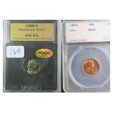 TWO (2) Slabs: 2009 Dime MMNS MS64 AND