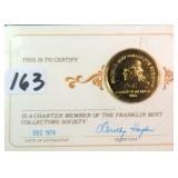 1974 Sterling Silver 24KT Gold Plated Franklin