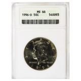 1996-D Kennedy Half Dollar ANACS MS-66 OH