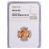1957-D Lincoln Cent NGC MS-66 RD