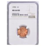 1990 Lincoln Cent NGC MS-66 RD